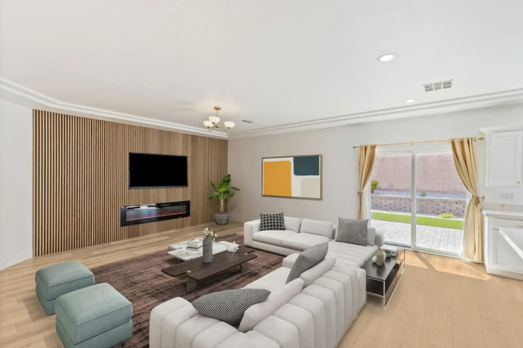 New SPC vinyl flooring in a Las Vegas family living room