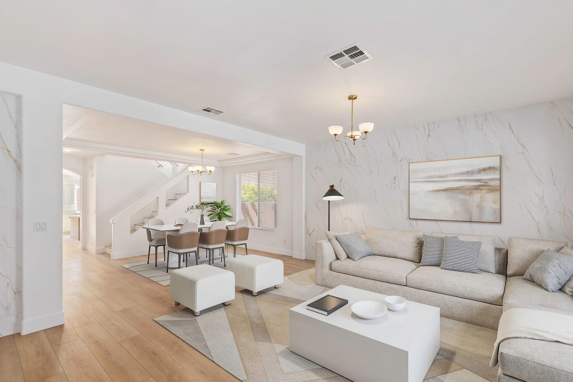 Living room after new flooring installation