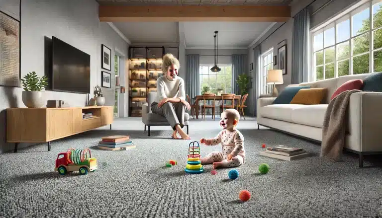 Mom Playing With Baby On Carpet Flooring In Henderson, Nv